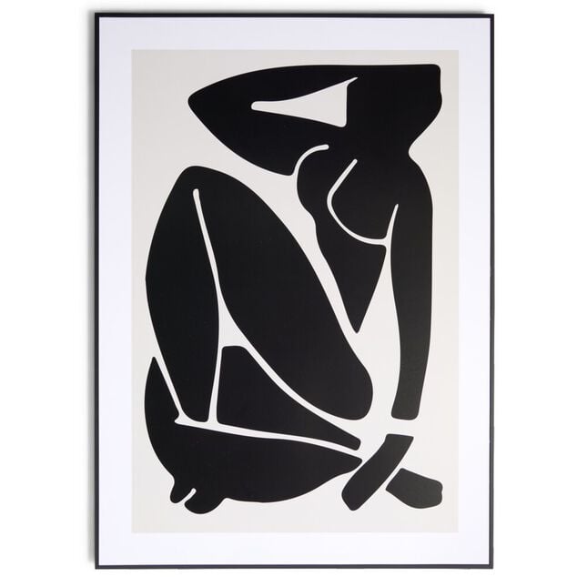 Cadre d&eacute;co en bois inspiration Matisse nu noir 50x70cm