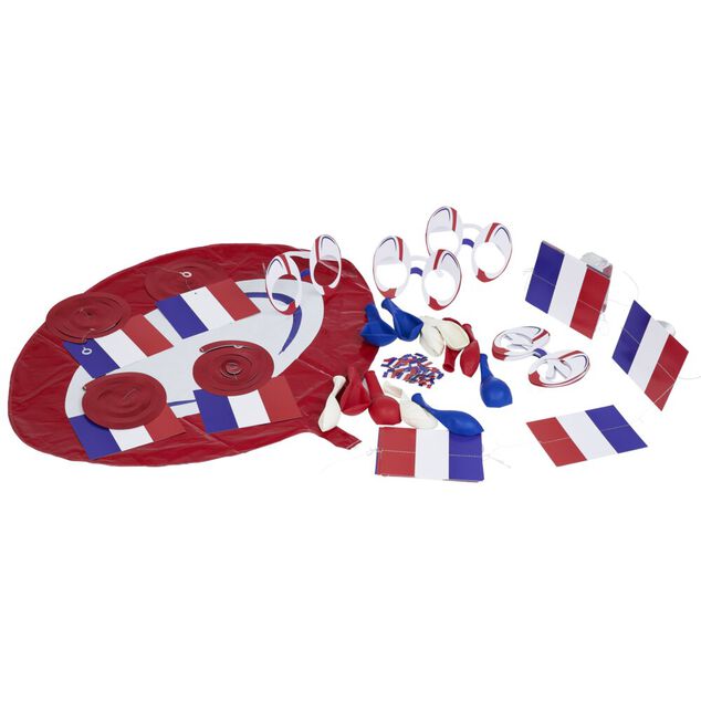 D&eacute;coration f&ecirc;te de rugby bleu blanc rouge