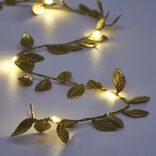 Guirlande lumineuse feuille dor&eacute;e 20 microLED blanc chaud 1,90m