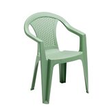 Fauteuil de jardin Viva monobloc plastique tress&eacute; vert 56x53xH80cm