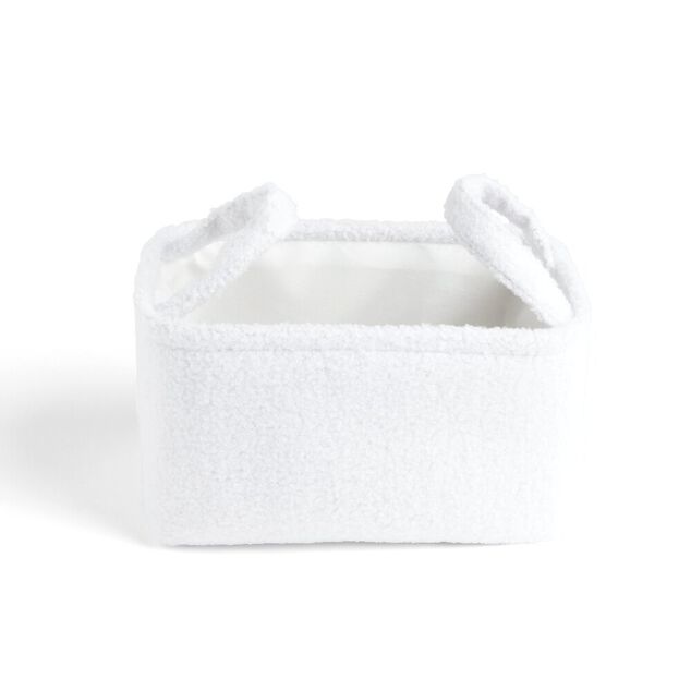 Pani&egrave;re laine boucl&eacute;e blanche 36x26xH20cm