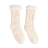 Chaussettes d'int&eacute;rieur doubl&eacute;es peluche noir TU
