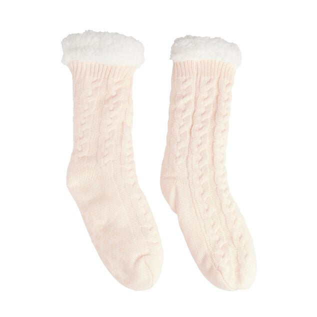 Chaussettes d'int&eacute;rieur doubl&eacute;es peluche noir TU