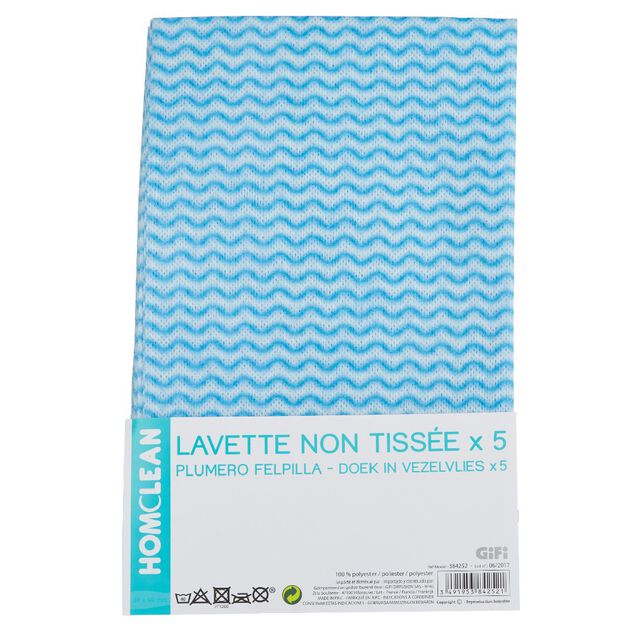 Lavette en polyester non tiss&eacute;e x5