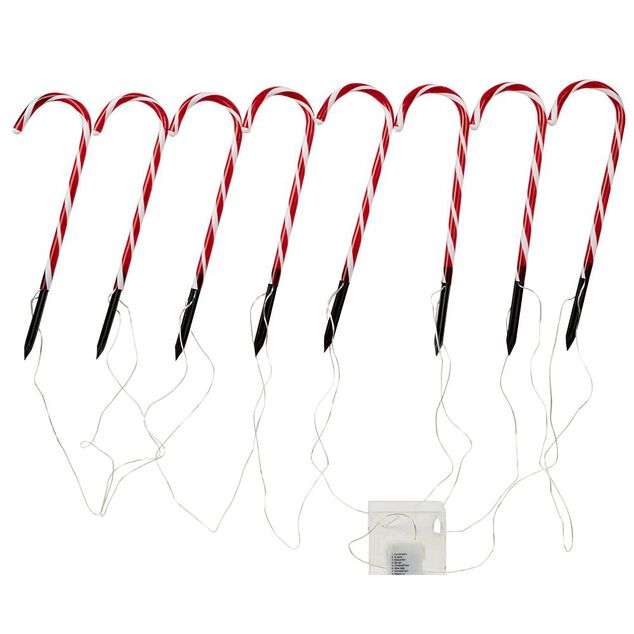 Sucre d'orge lumineux X8 7 LED H47 cm rouge et blanc