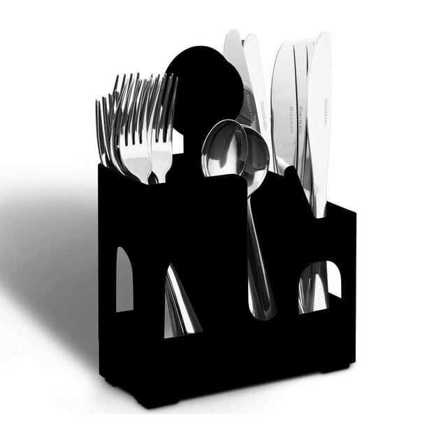 &Eacute;gouttoir &agrave; couverts noir &agrave; ventouse