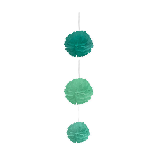 Suspension 3 boules chiffon en papier vert
