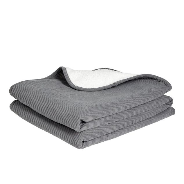 Plaid sherpa et c&ocirc;tel&eacute; gris 130x160cm