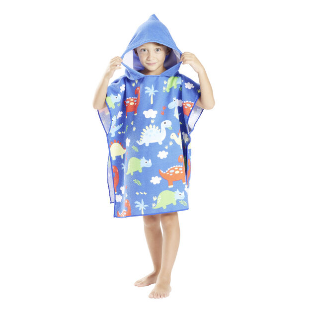 Poncho sortie de plage enfant avec capuche motif poulpe 60x60xH120cm