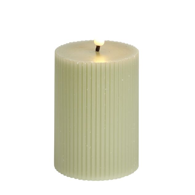 Bougie pilier &agrave; LED stri&eacute;e vert &Oslash;7xH10cm