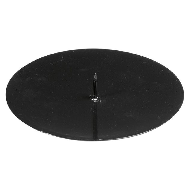 Support rond pour bougie en m&eacute;tal noir