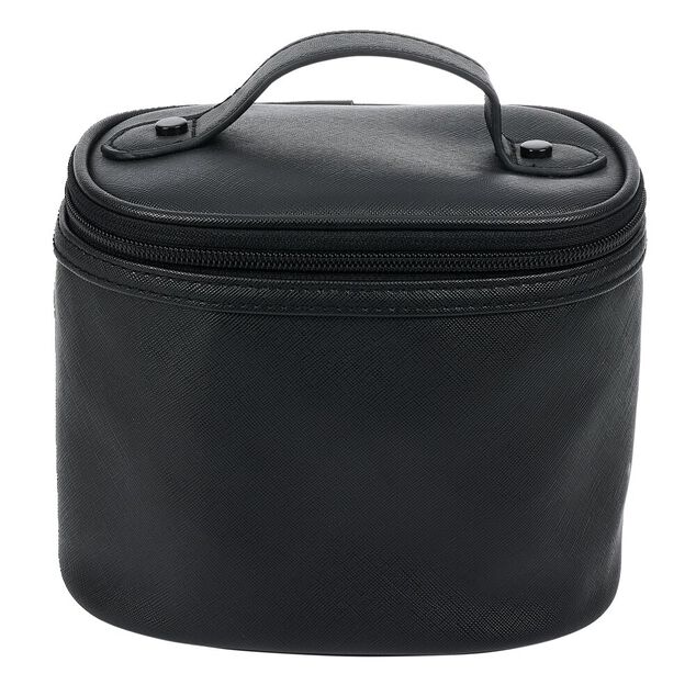 Trousse de toilette noire à pompons 17x12xH14cm