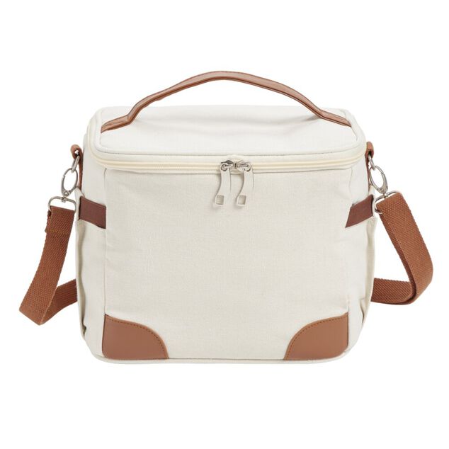 Sac repas isotherme polyester beige et marron 25x20xH20cm