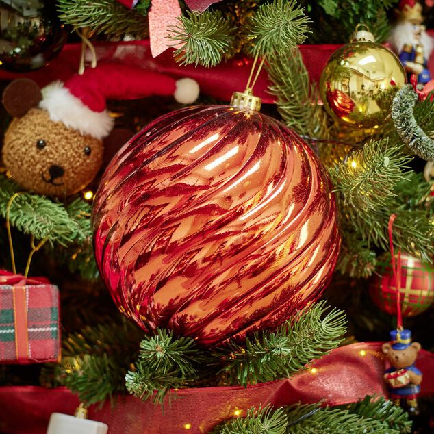 Boule de Noël XL x3 rouge pailleté/mat/brillant Ø20cm