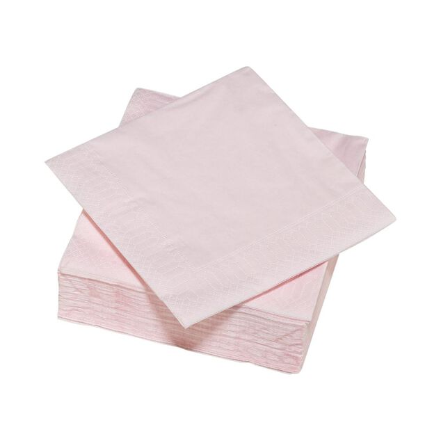 Serviette carr&eacute; unie rose p&acirc;le 2 plis en papier x50
