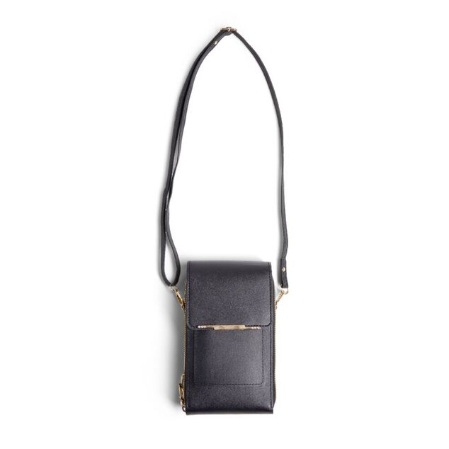 Pochette t&eacute;l&eacute;phone simple zip polyur&eacute;thane et m&eacute;tal