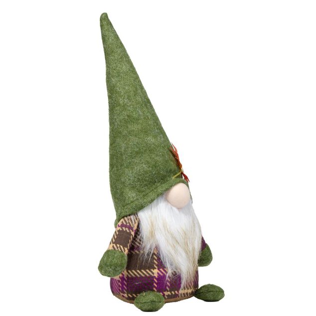 Gnome &agrave; poser th&egrave;me automne en feutrine 18x11xH40cm (2 mod&egrave;les orange ou vert)