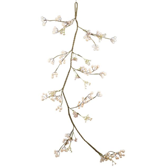 Branche de baies artificielles roses L120cm