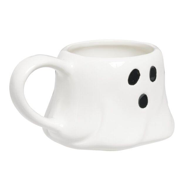 Mug Halloween forme fant&ocirc;me dolomite blanc 400ml