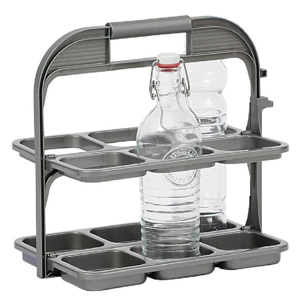 Range bouteille pliable gris 6 emplacements
