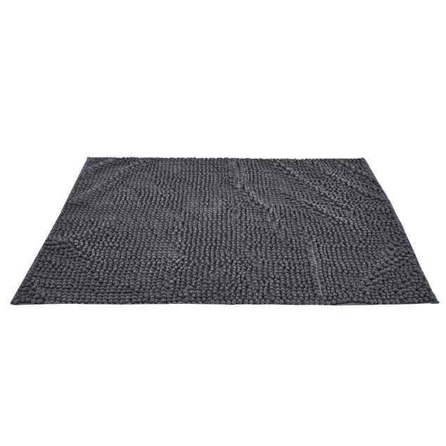 Tapis de salle de bain chenille gris 80x50 cm