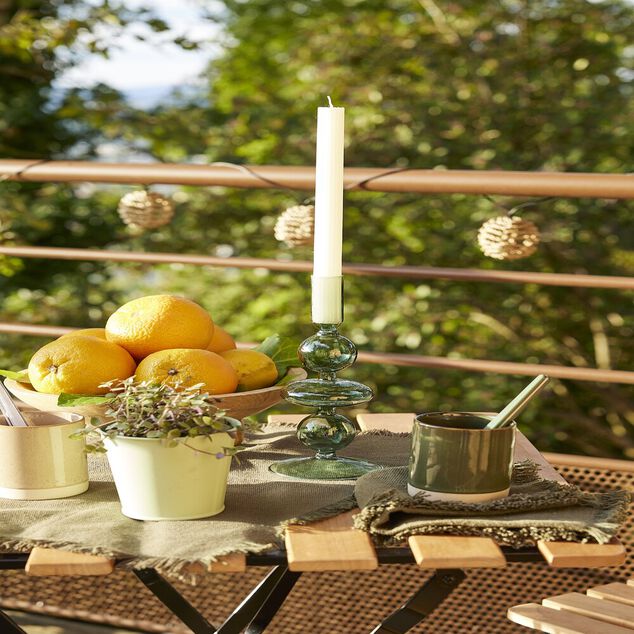 Bougeoir chandelier verre vert Ø8,7xH21,5cm