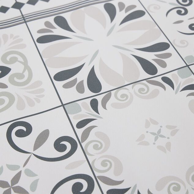 Tapis vinyle motifs carreaux de ciment gris et blancs 50x100cm