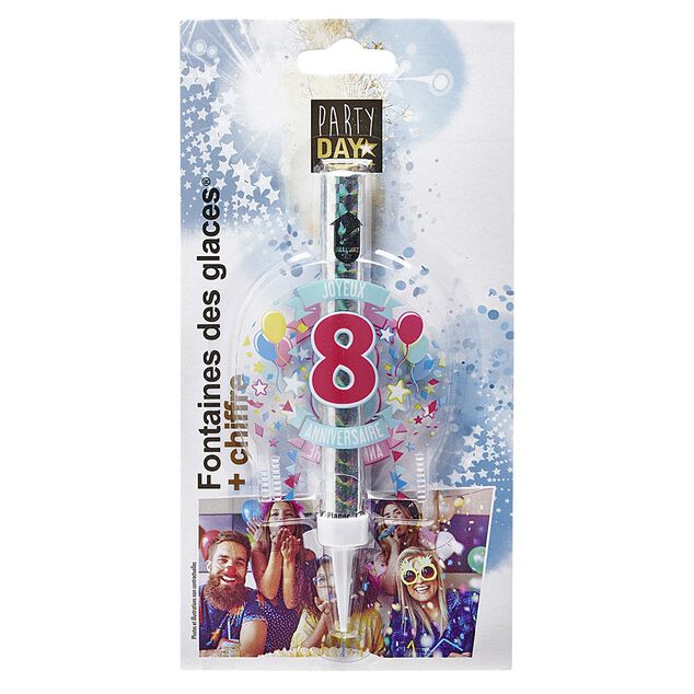 Fontaine de glace feu d'artifice bouteille chiffre 8