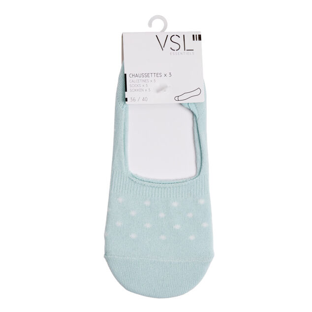 Chaussettes femme invisible tige ultra courte polycoton 3 paires 36/40