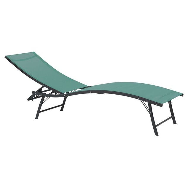 Transat bain de soleil Bahia 5 positions textil&egrave;ne bleu 182x55xH36-92cm