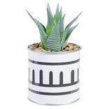 Plante artificielle succulente avec pot m&eacute;tal motif ethnique