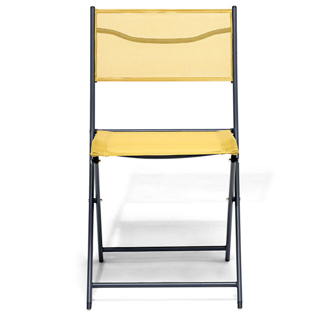Chaise de jardin pliante London m&eacute;tal textil&egrave;ne jaune 51xP45xH81cm