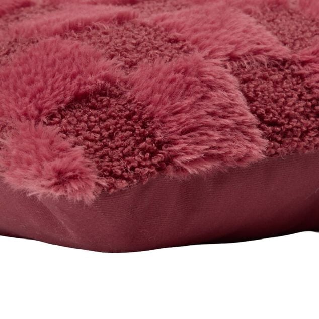 Coussin carr&eacute; damier ton sur ton 45x45cm (2 mod&egrave;les rouge ou vert)