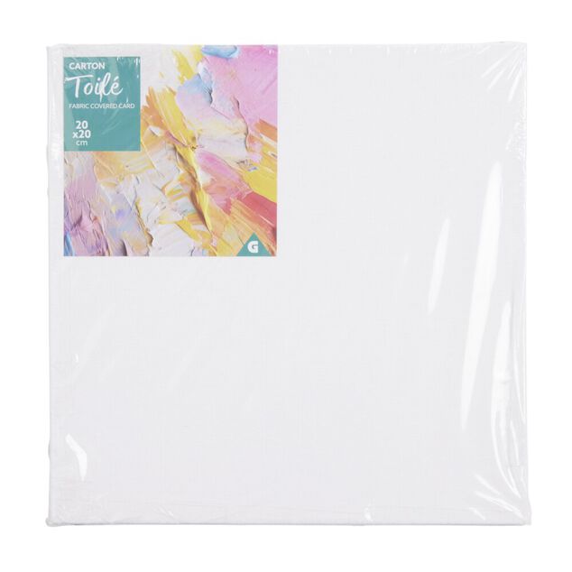 Toile &agrave; peindre en carton blanc L20x20cm