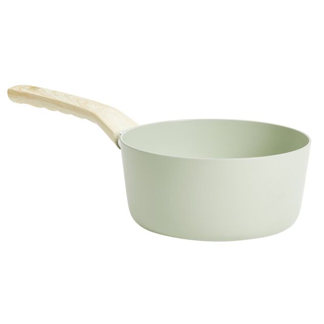 Casserole poign&eacute;e effet bois aluminium et c&eacute;ramique vert  &Oslash;18cm