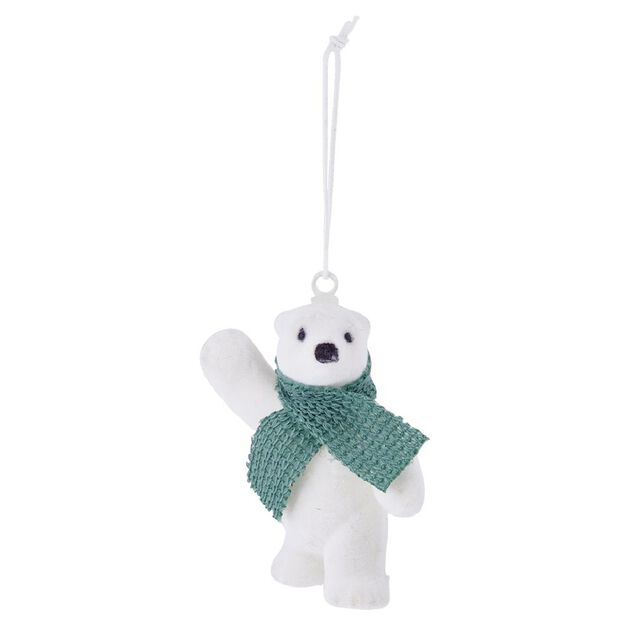 Ours blanc avec &eacute;charpe &agrave; suspendre 9x7xH5cm
