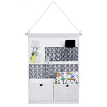 Organisateur mural en tissu 7 poches design beige gris