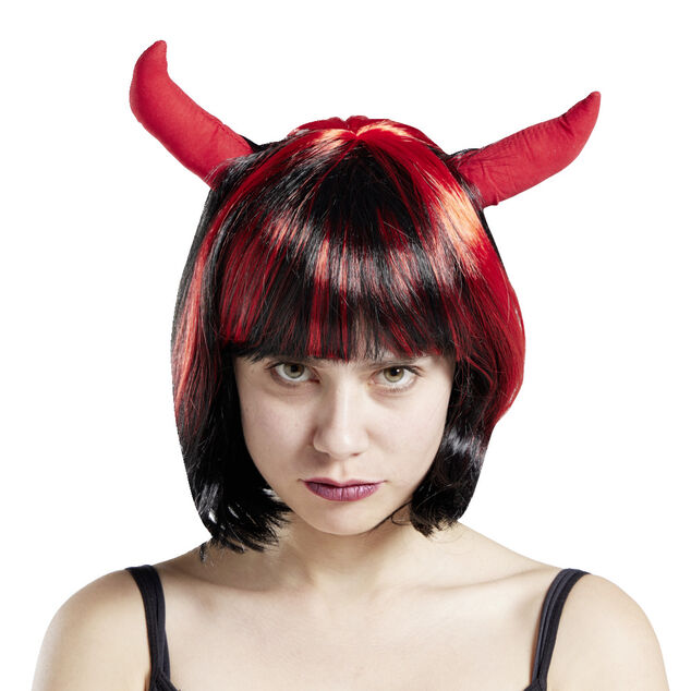 Perruque femme diablesse noire et rouge - Taille unique