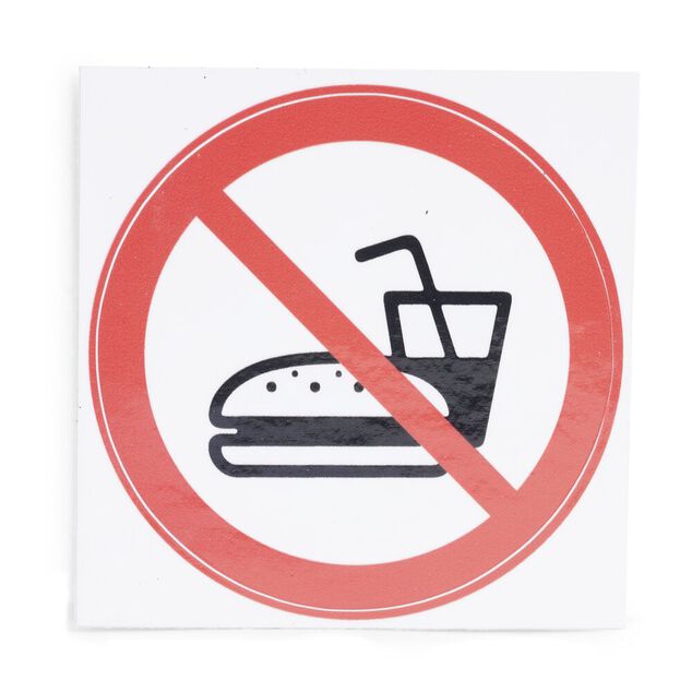 Signalétique adhésive "Interdiction de manger" - 8x8 cm