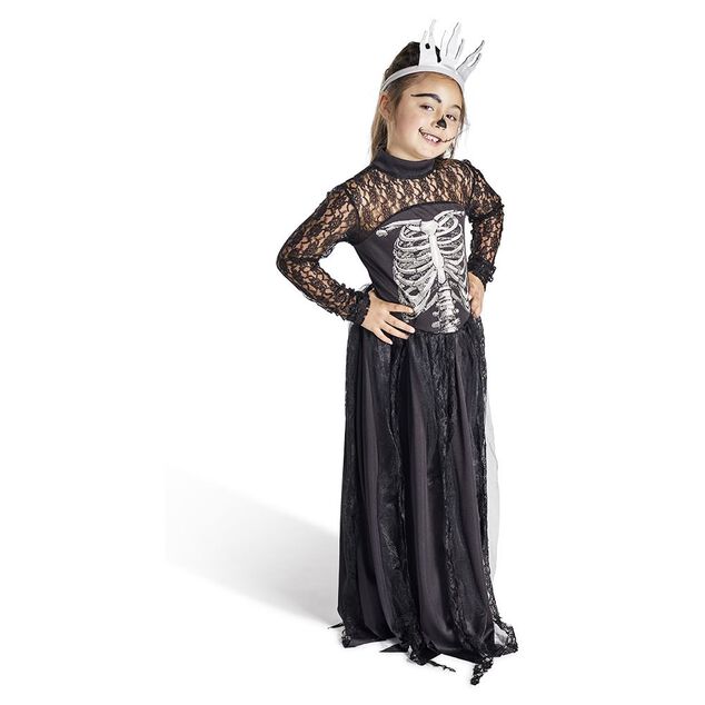 D&eacute;guisement enfant Halloween reine squelette noir et blanc 11/14ans