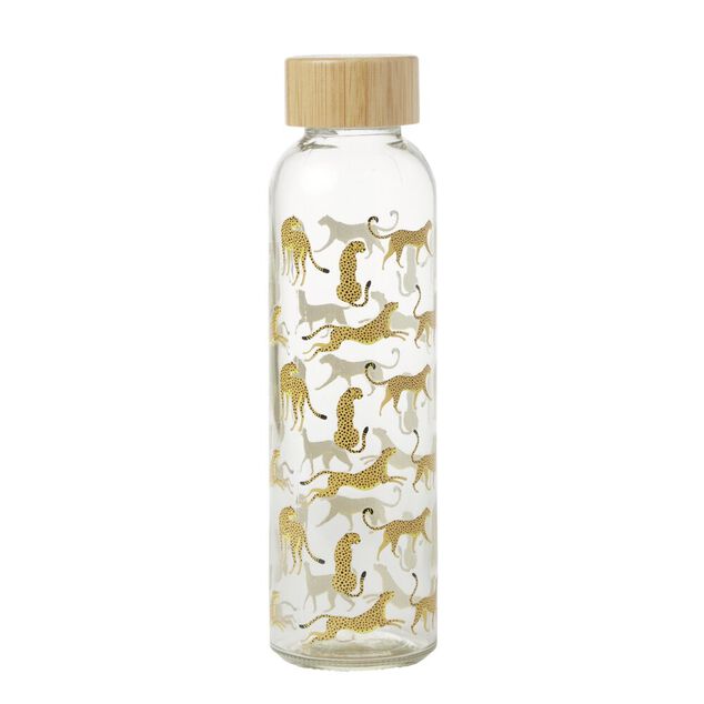 Gourde bouteille en verre avec bouchon bambou 500ml &Oslash;6,5xH22cm