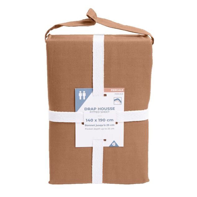 Drap housse 140x190cm 100% coton percale rouge