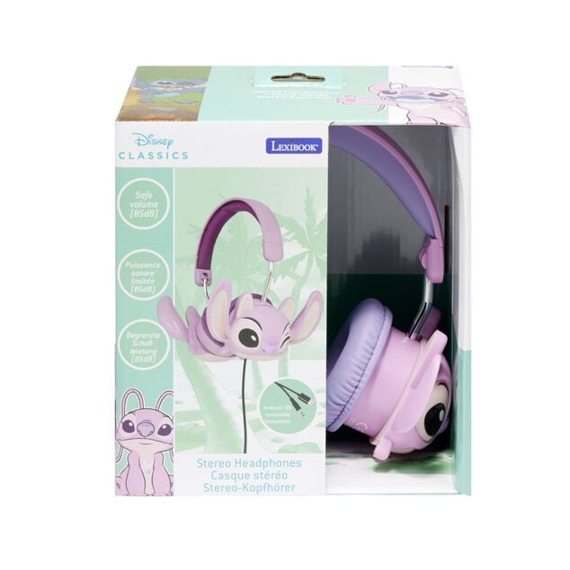 Casque audio enfant filaire Disney Stitch plastique pliable rose