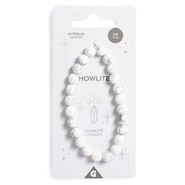 Bracelet crystal large 26 perles Howlite blanc - Stabilit&eacute;