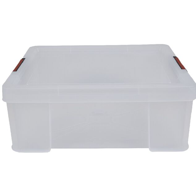 Boîte de rangement transparente à clips 27 L