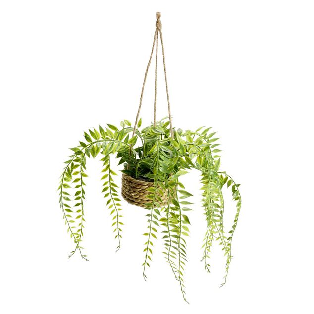 Pot de plante verte artificielle tombante &Oslash;9xH30cm (3 mod&egrave;les)