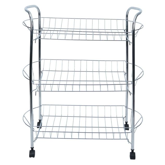 Desserte en m&eacute;tal gris 3 niveaux - L.51xl.26,5xH.57cm