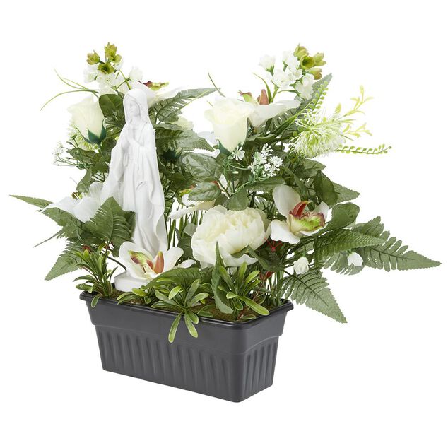 Jardinière columbarium H47 cm blanc - Fleur artificielle