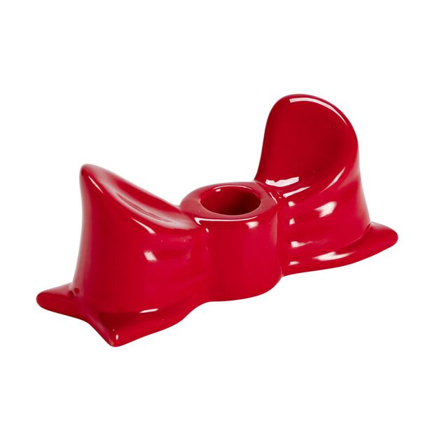 Bougeoir dolomite forme noeud color&eacute; L14,5xH6cm (2 mod&egrave;les rouge ou rose)