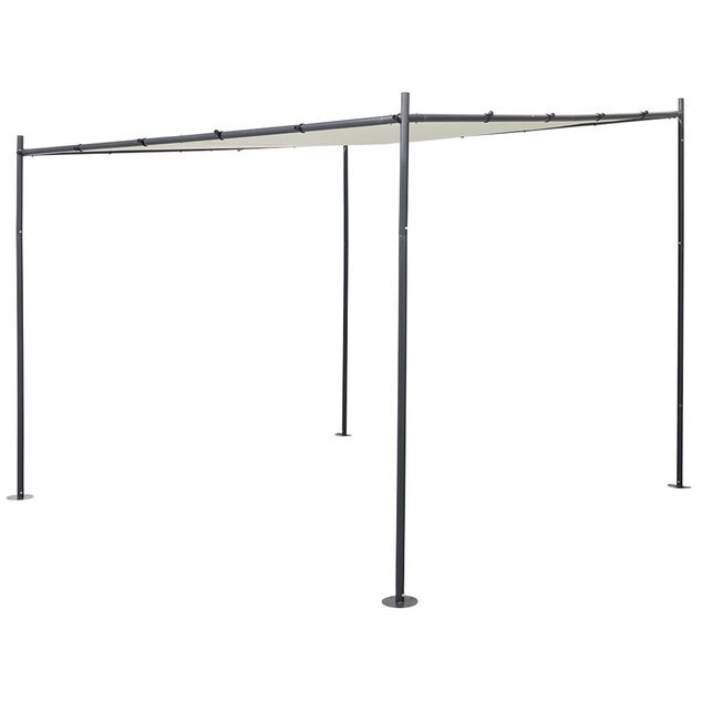 Tonnelle adoss&eacute;e Guethary gris et beige UPF50+ 298x298xH250cm 9m&sup2;